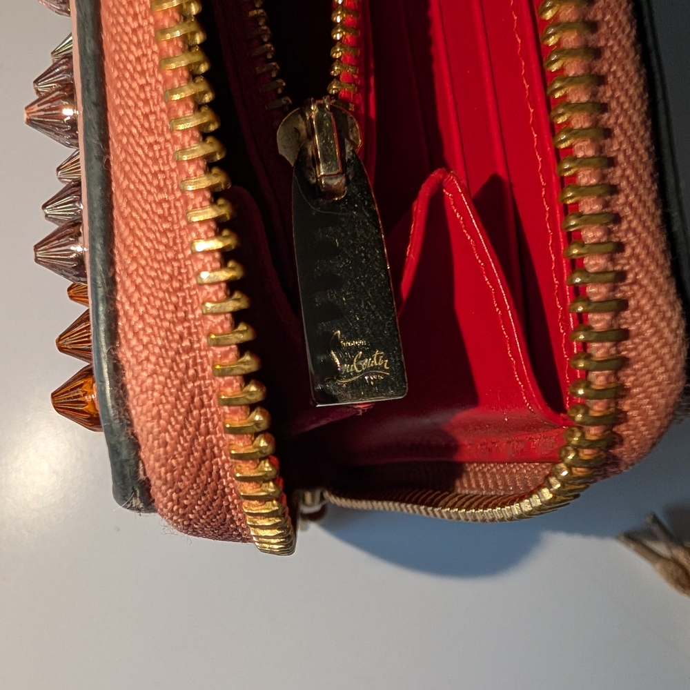 Christian Louboutin Panettone Pink Studded Zip Around Wallet - Picture 8 of 12